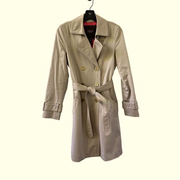 Coach Jackets & Blazers - Coach Double Breast Belted Trench Coat Women’s Beige Size XS